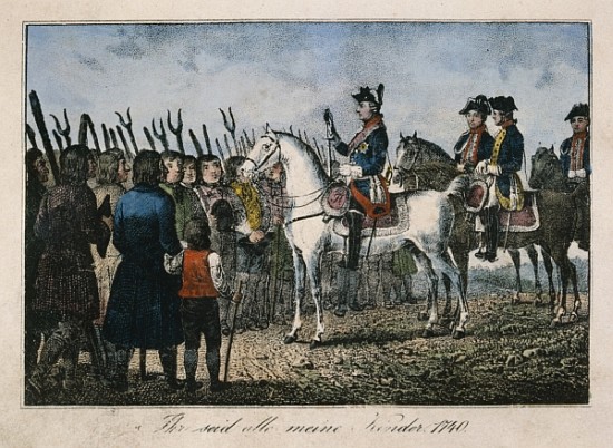 Frederick the Great with the farmers od German School