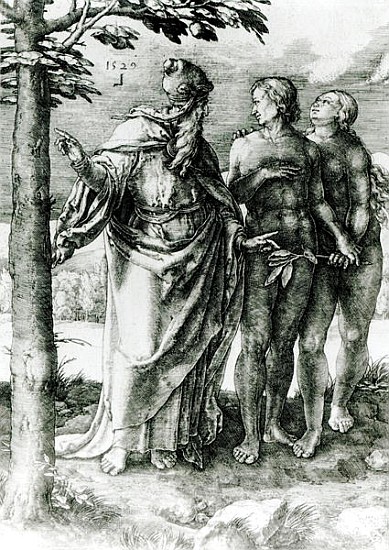God shows Adam and Eve the Tree of Life in the Garden of Eden od German School