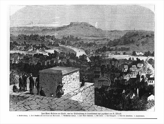 Mount Valerien seen from Louveciennes, illustration from ''Illustrierte Zeitung'' od German School