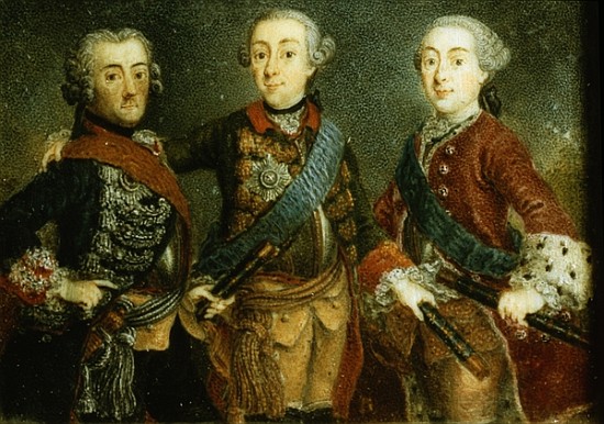 Paul, Frederick II and Gustav Adolph of Sweden od German School