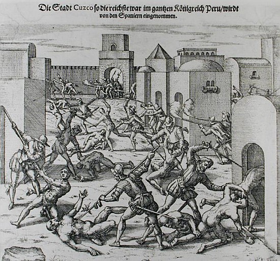 Siege of Cuzco Francis Pizarro (1475-1541) in 1531-32 od German School