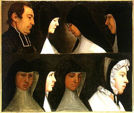Study of Nuns, a Novice and an Abbot od German School