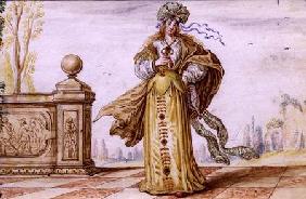 A Bejewelled Allegorical Woman on a Terrace