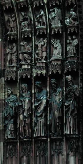 Sculptural detail from the right-hand side of the central portal, west facade