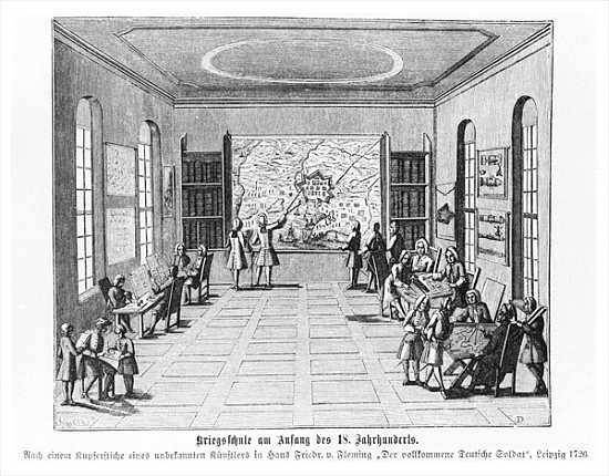 War school, illustration from ''Der vollkommene Deutsche soldat'' Hans Friedrich van Fleming, 1726,  od German School