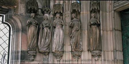The Five Wise Virgins, jamb figures from the Paradise Portal, figures carved c.1250 od German School