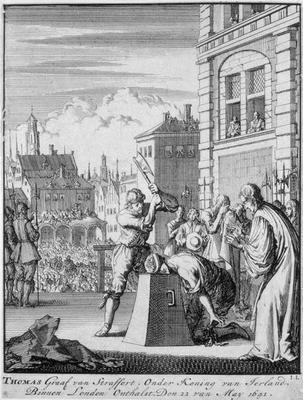 The Execution of the Earl of Strafford (1593-1641) on Tower Hill, 12th May 1641 (engraving) od German School, (17th century)