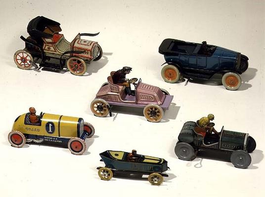 German toy cars, 1900-30 (tin) od German School, (20th century)