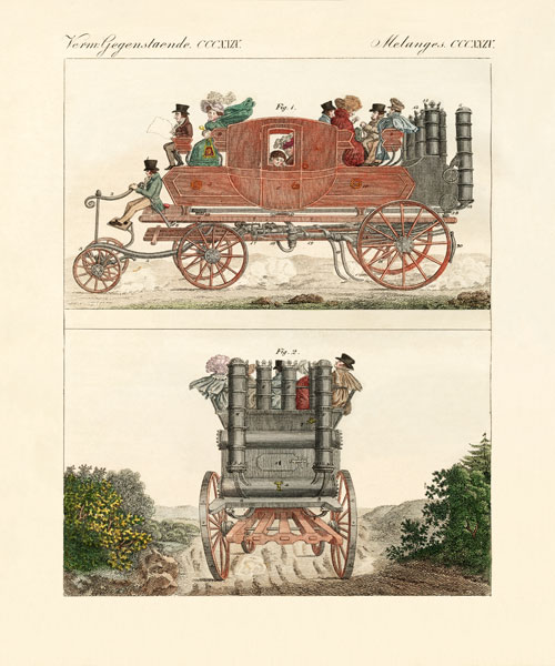 Gurney's steam coach od German School, (19th century)