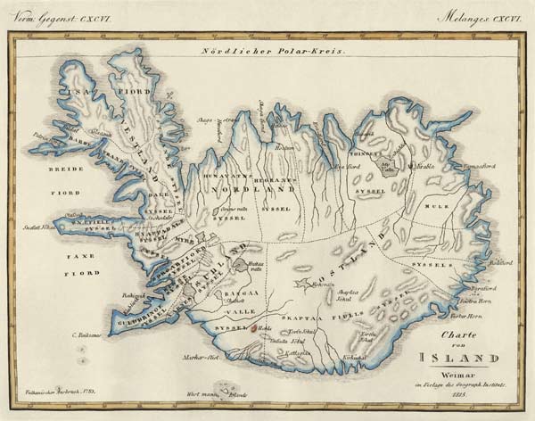 Map of Iceland od German School, (19th century)
