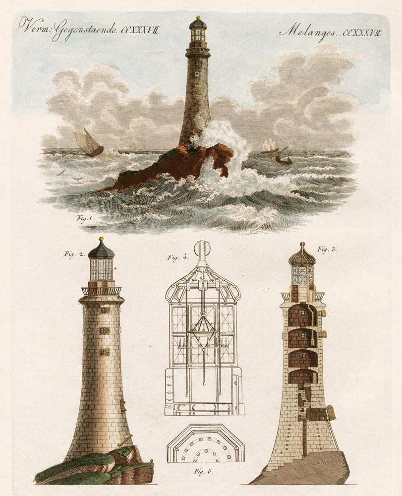 The Eddystone Lighthouse od German School, (19th century)