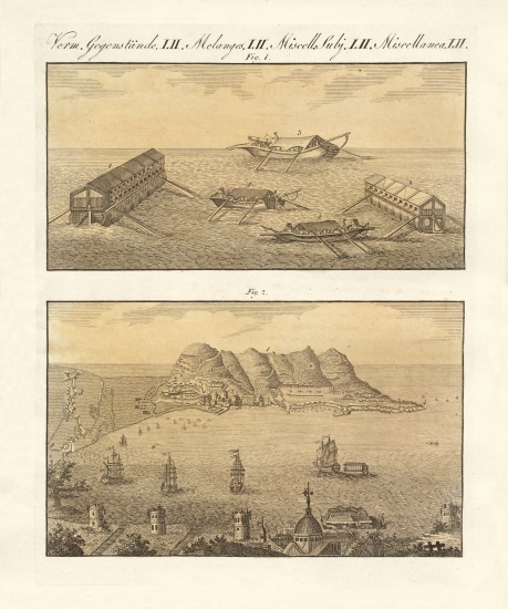 Gibraltar and the swimming batteries od German School, (19th century)