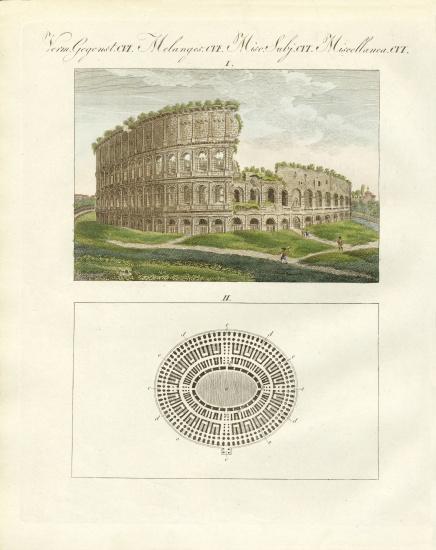 The Colosseum or the amphitheatre of Emperor Flavius Vespasianus od German School, (19th century)