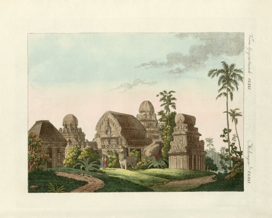 The Indian Pagoda of Mahabalipuram od German School, (19th century)