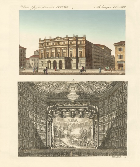 The theatre Della Scala in Milan od German School, (19th century)