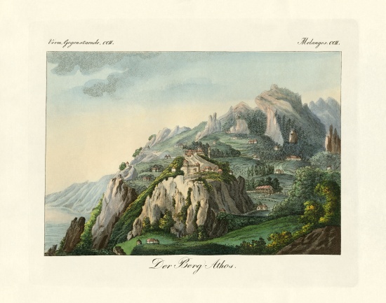 View of the Mount Athos od German School, (19th century)