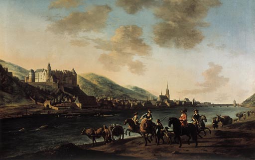 Ansicht der Stadt Heidelberg und des Schlosses vom rechten Neckarufer aus od Gerrit Adriaensz Berckheyde