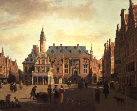 The Market Place with the Raadhuis, Haarlem od Gerrit Adriaensz Berckheyde