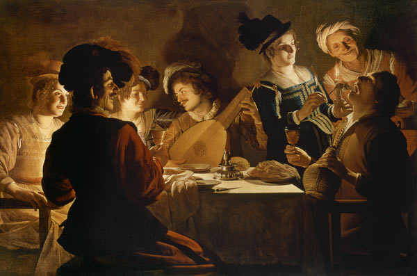 Supper with the Minstrel and his Lute od Gerrit van Honthorst