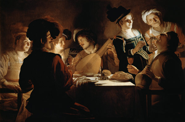 A Feast with a Lute PLayer od Gerrit van Honthorst