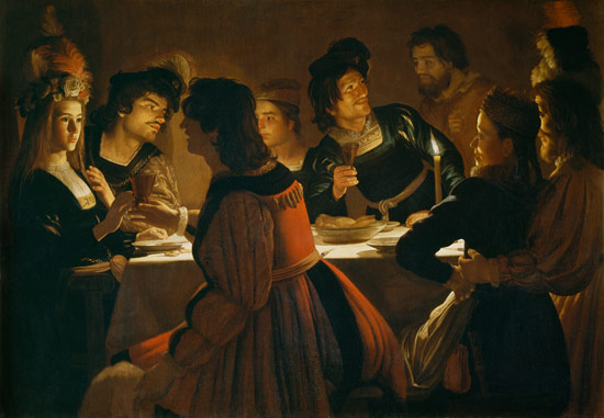 Feast Scene with a Young Married Couple od Gerrit van Honthorst