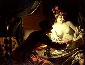 Happy flea hunting in the candlelight od Gerrit van Honthorst