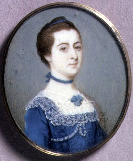 Portrait Miniature of a Lady in a Blue Dress od Gervase Spencer