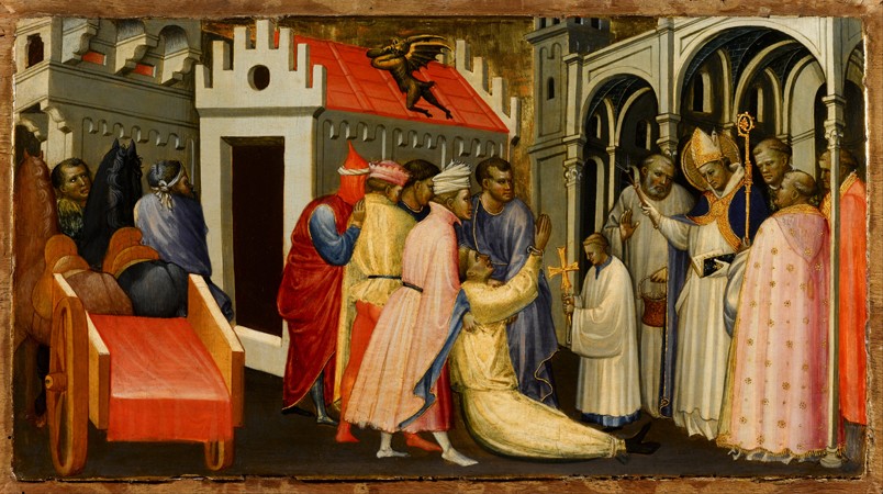 Saint Hugh of Lincoln Exorcises a Man Possessed by the Devil od Gherardo Starnina