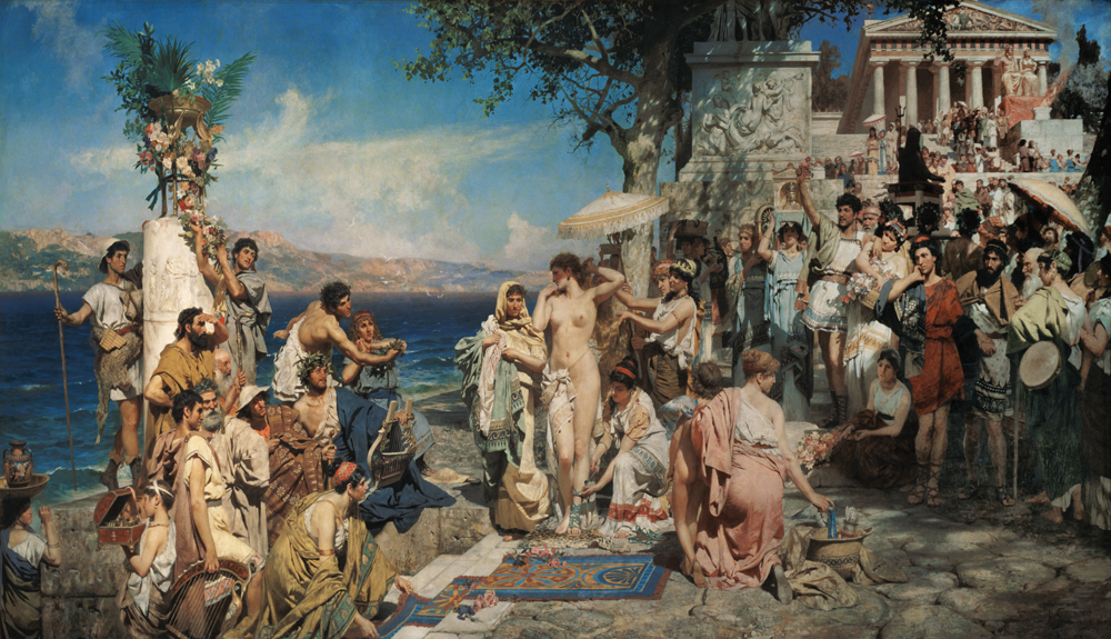 Phryne on the Poseidon's celebration in Eleusis od G.I. Semiradski