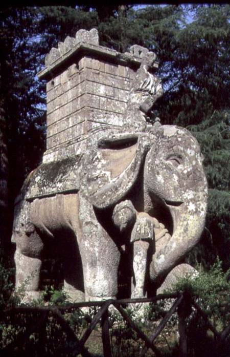 A Gigantic Sculpted Elephant, from the 'Parco dei Mostri' (Monster Park) gardens laid out between 15 od Giacomo Barozzi  da Vignola