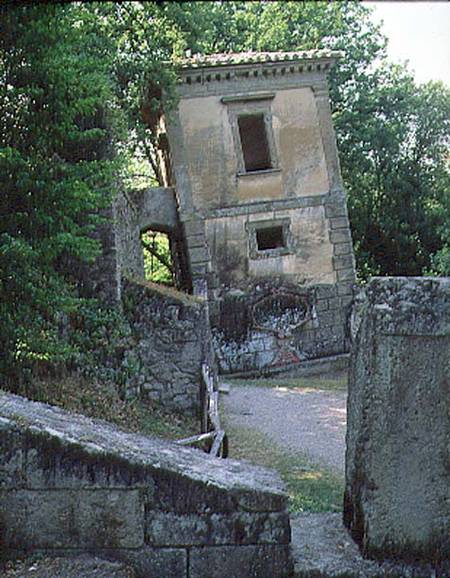 The Leaning House, from the Parco dei Mostri (Monster Park) gardens laid out between 1550-63 by the od Giacomo Barozzi  da Vignola