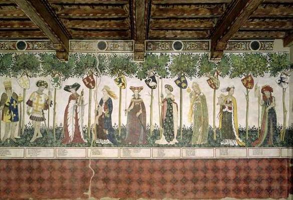 The Nine Worthies and the Nine Worthy Women, detail of Charlemagne, Godfrey de Bouillon, Delphine, I od Giacomo Jaquerio