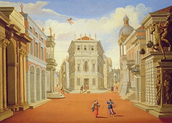 Act II, scenes I and VIII od Giacomo Torelli