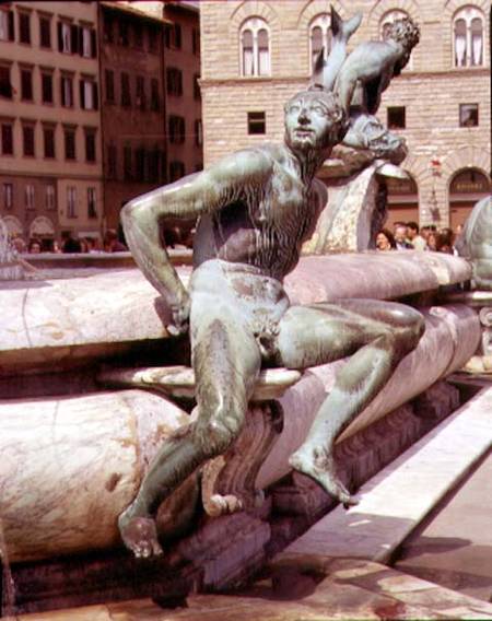 The Fountain of Neptune, detail of a seated figure od Giambologna