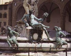 The Fountain of Neptune, detail of three seated figures
