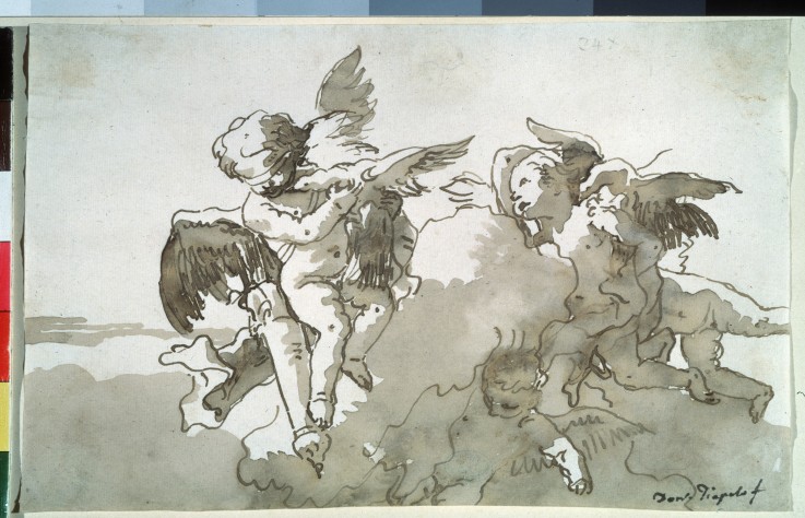 Cupids with doves and a torch od Giandomenico Tiepolo