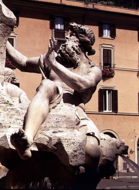 The Fountain of the Four Rivers, detail of figure representing the river Danube od Gianlorenzo Bernini