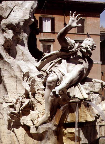 The Fountain of the Four Rivers, detail of figure representing the river Plate od Gianlorenzo Bernini