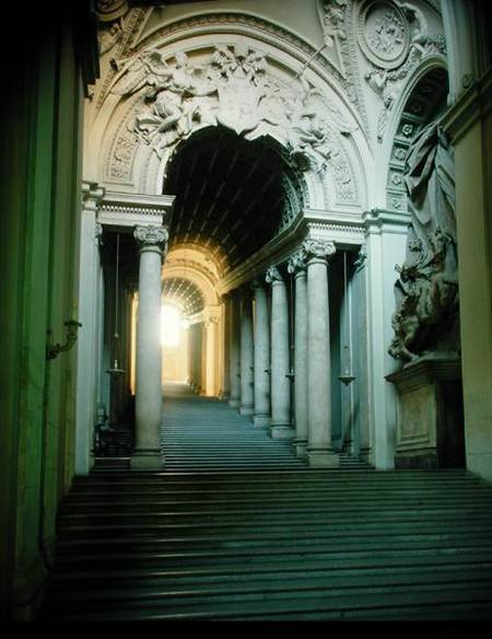 Interior with view of the staircase (photo) od Gianlorenzo Bernini