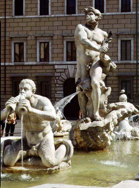 The Moro Fountain, detail of river gods and monsters od Gianlorenzo Bernini