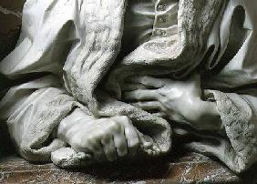 Bust of Gabrielle Fonseca (doctor of Pope Innocent X) detail of hands clutching robe, from the Fonse