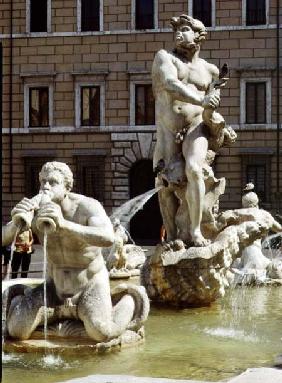 The Moro Fountain, detail of river gods and monsters