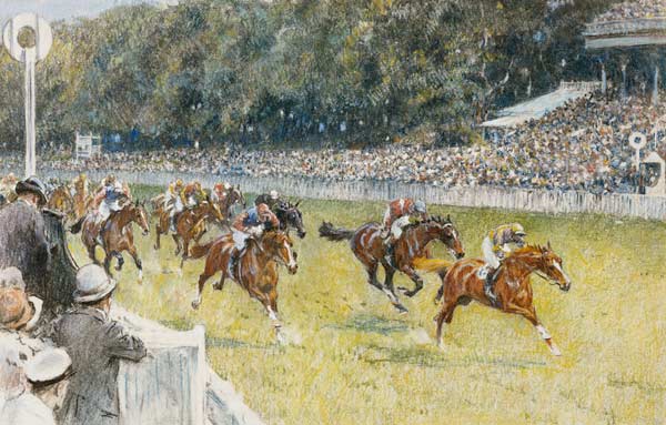 Pferderennen in Goodwood od Gilbert Holiday