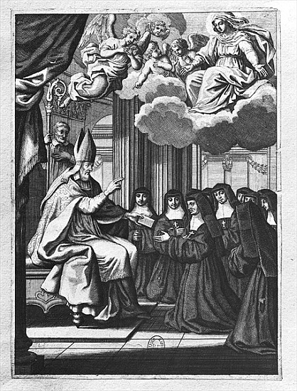 St. Francois de Salles (1567-1622) Giving the Rule of the Visitation to St. Jeanne de Chantal (1572- od Gilles Rousselet