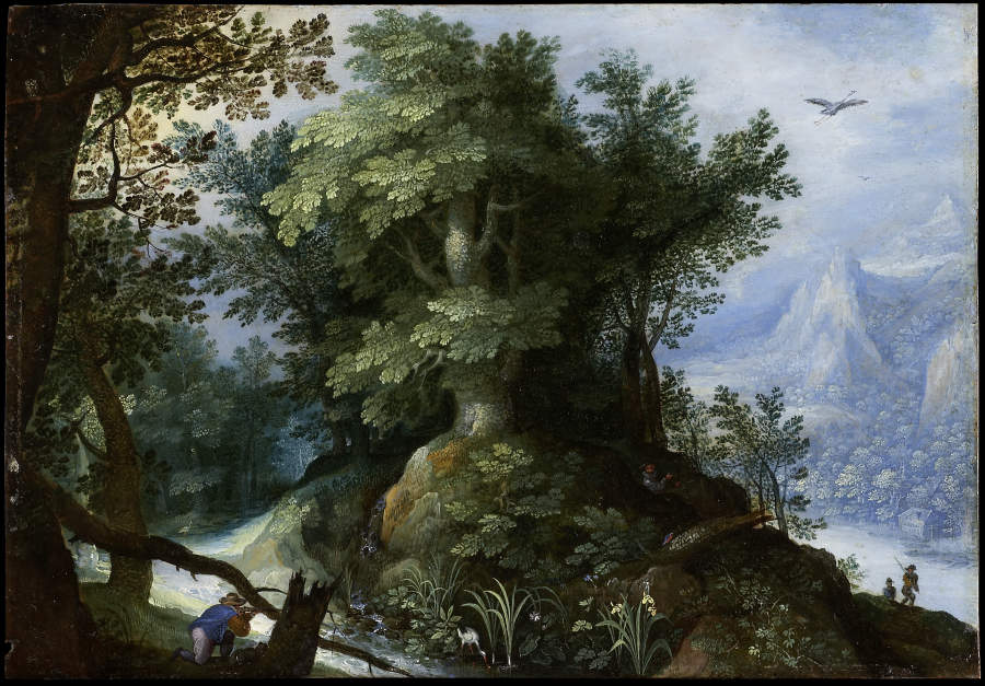 Forest Scene with Hunters od Gillis van Coninxloo