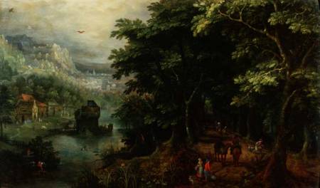 Landscape with figures in an avenue od Gillis van III Coninxloo