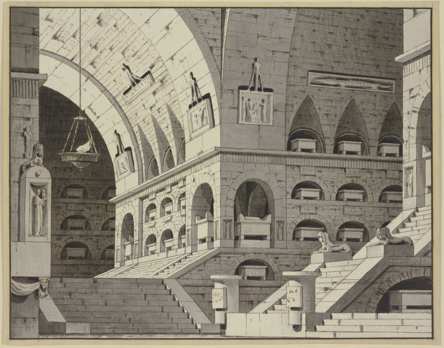 Ägyptisches Grabgewölbe mit vielen Sarkophagen od Giorgio Fuentes