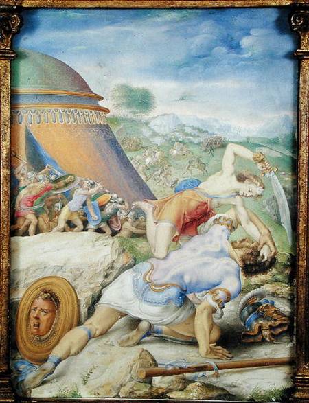 David and Goliath od Giorgio Giulio Clovio