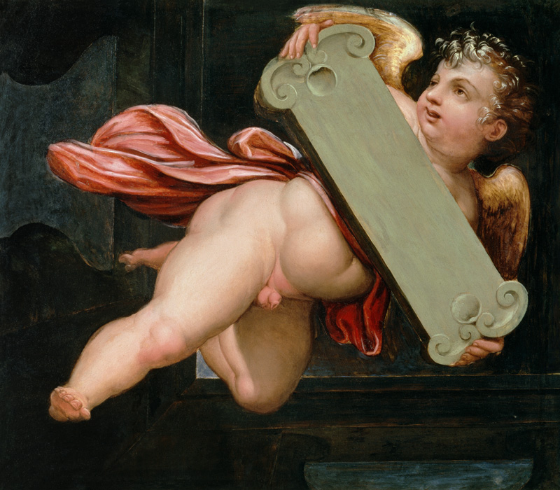G.Vasari / Putto with Tablet / Paint. od Giorgio Vasari