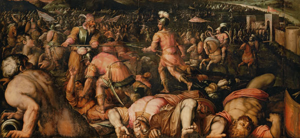The Defeat of Radagasio from the ceiling of the Salone dei Cinquecento od Giorgio Vasari
